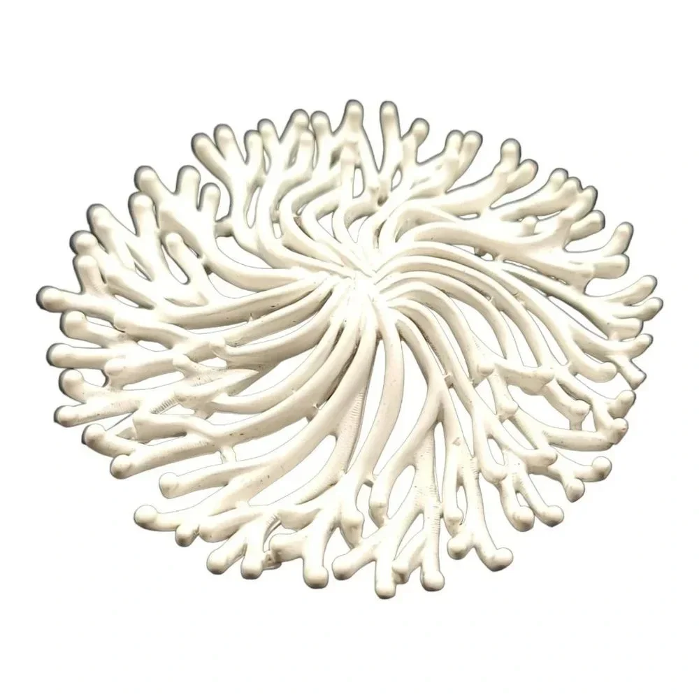 Trifari White Enamel Flower Coral Nature Inspired Brooch Vintage